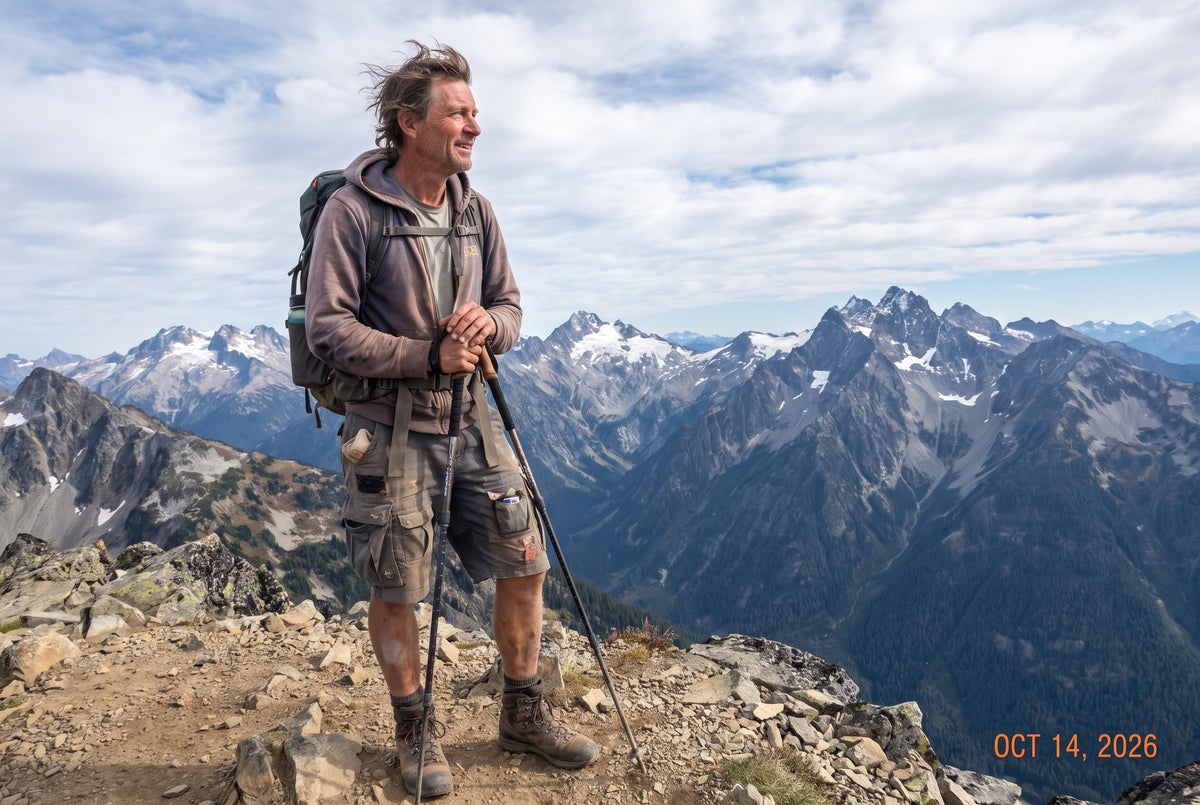 Hiking Shorts - Trekker on alpine ridge