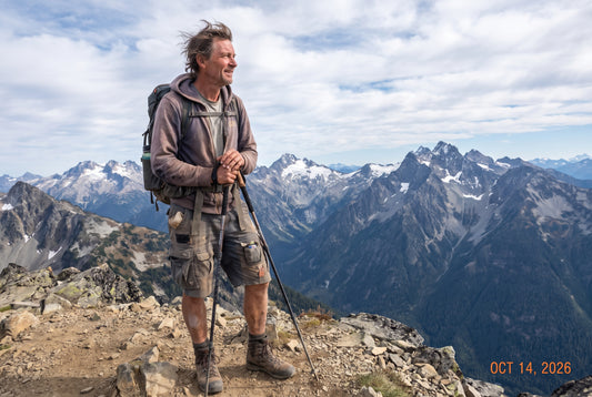Hiking Shorts - Trekker on alpine ridge